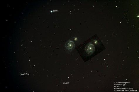 M51 Supernova+Referenzbild im Vergleich