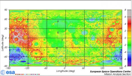 LOLA-topographical map of lunar surface showing solutions of the LOLA Quiz, source: Michael Khan/ESA