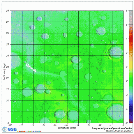 Annotated MOLA map of Mawrth Vallis region, source: Michael Khan/ESA
