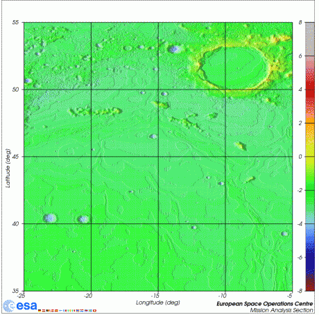 LOLA topography map of crater Plato and northern Mare Imbrium, source: MIchael Khan/ESA