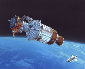 Ulysses auf IUS+PAM vor Space Shuttle, Quelle: ESA